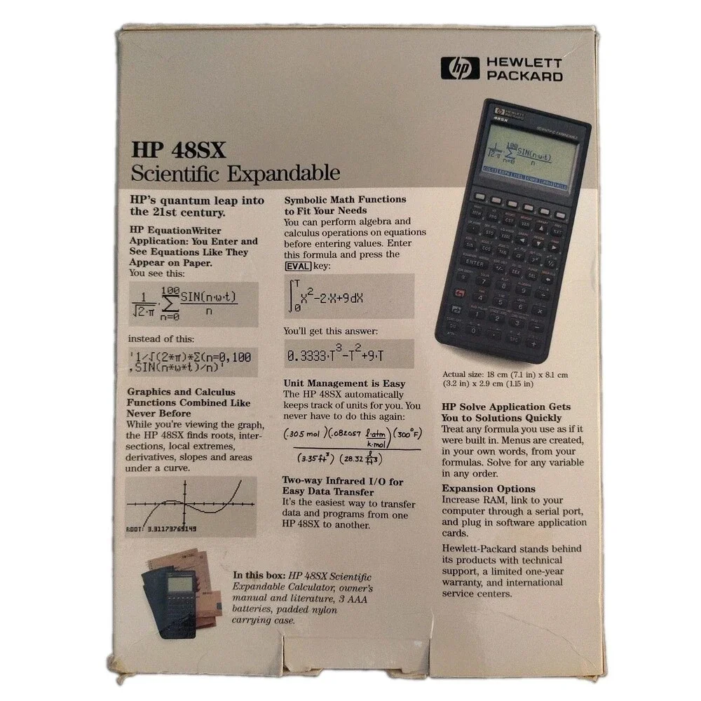 Hewlett Packard HP 48S Graphing Calculator With Case Box & Manual Read Descrip